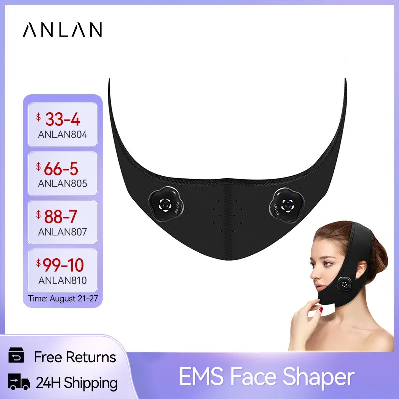 Massager twarzy Anlan EMS Shaper Anti Where Zmniejsz podwójny podbródek elektryczny policzek Podnośnik Podnoszenie Maski Podnoszenie 230825