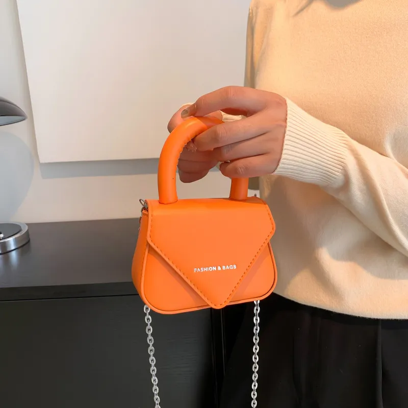 Kvällspåsar 2023 mode kvinnor rosa orange mini handväska och pursar läppstift koppling liten axel lady crossbody 230826