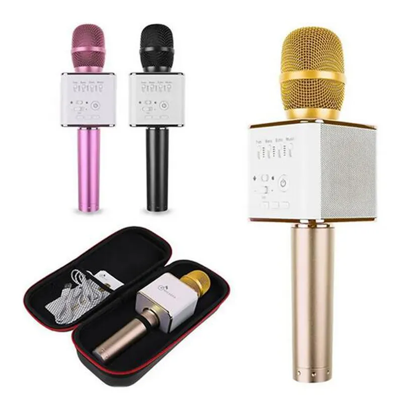 Q7 Bluetooth Microphone Portable Handheld Wireless Karaoke Player Mine Speaker Mic Динамик для смартфона iPhone 15 14 13 12 11 Max Pro Plus Samsung против Q9 WS858