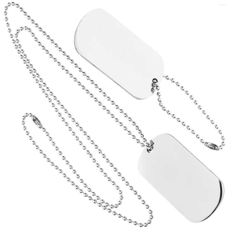 Halsbanden Badge Ketting Gepersonaliseerde Tags Mannen Zilveren Ketting Dogtags Kettingen Hanger Roestvrij Staal