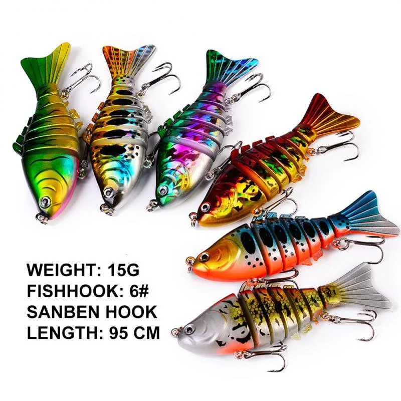 Esche esche artificiali Set di esche realistiche Set di wobblers realistici 9 5 cm 15 g 7 segmenti Artificiali snodati per attrezzatura da pesca Affondamento 230825