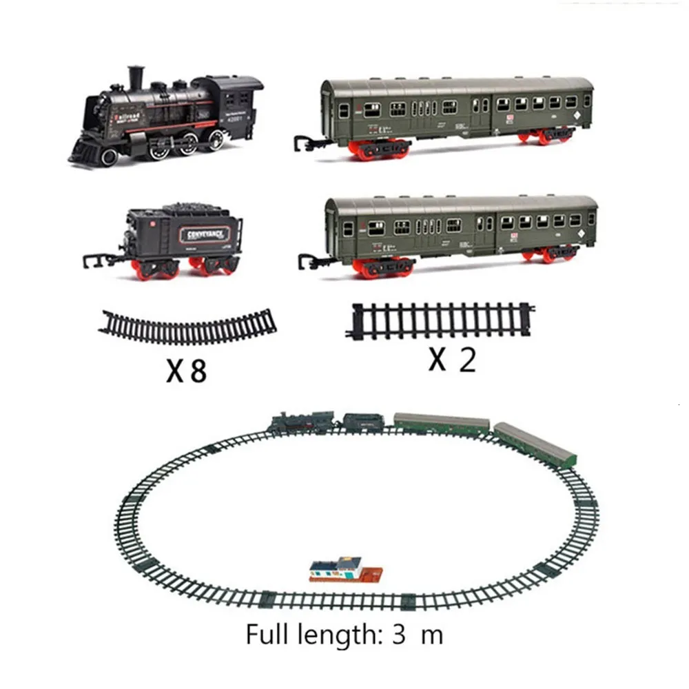 Ensemble de train électrique pour garçons avec télécommande, train à vapeur  avec fumée, lumière et sons, voitures cargo et pistes pour enfants de 3