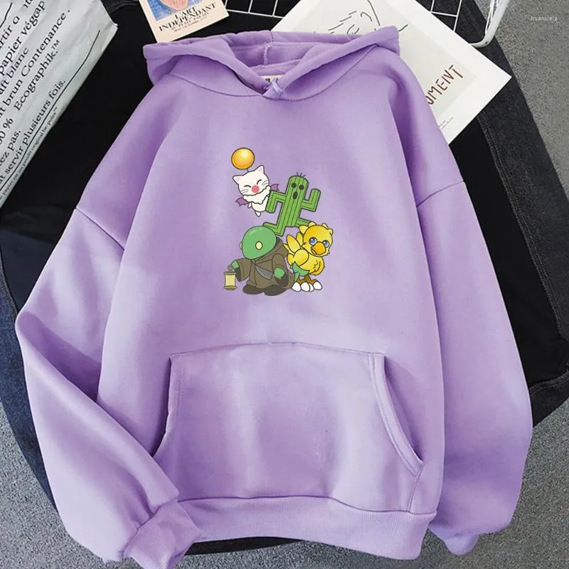 Męskie bluzy z kapturem Final Fantasy XIV Moogles Tops Postacie drukuj mody mody bluzy jesienne swobodne pulourki z kapturem