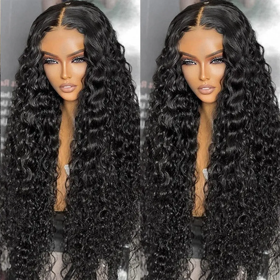 Perruque Lace Frontal Wig naturelle, cheveux humains, Loose Deep Wave, 30 pouces, 13x4, humide et ondulé, sans colle, pre-plucked, prête à l'emploi