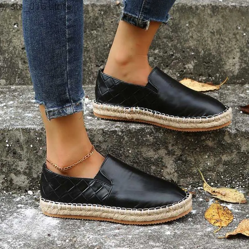 新しい2022 Espadrilles Real Dress Shoes Rubber Sapatos Zapatillas Mujer Slip on Courfic Round Toe T230826 885