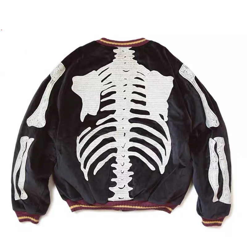 大流行中！ Japanese Mens KAPITAL Bone Baseball Jaket Velvet Embroidered 果物