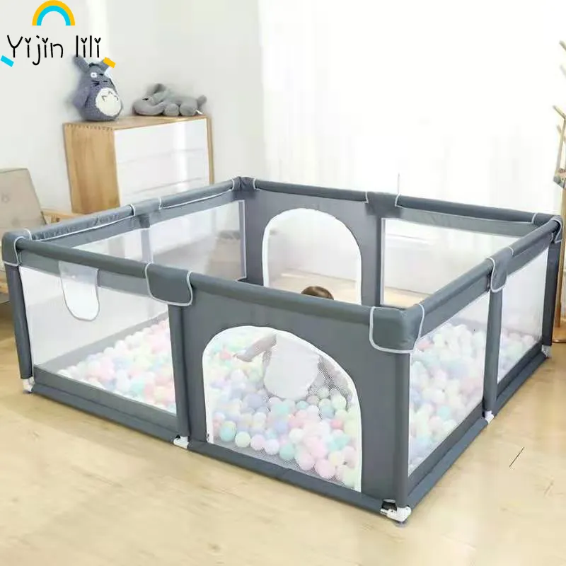 Parc à double porte pour bébé et tout-petits, clôture de sécurité robuste de grande taille avec aire de jeux respirante pour enfants 230826