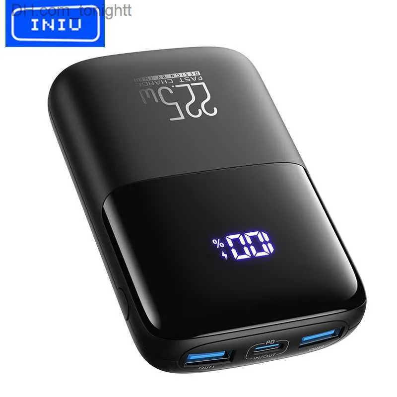 INIU 22,5 Вт Power Bank 10000 мАч USB C PD Быстрая зарядка Мини-внешнее зарядное устройство с 3 выходами для iPhone 14 13 Pro Планшеты Samsung Q230826