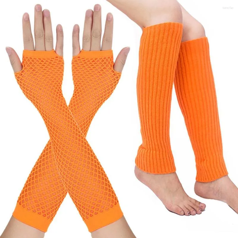 Genouillères chauffe-pieds en laine couvre-chaussettes en tricot ensembles de couvre-bras gants de fête en résille Style baril moyen