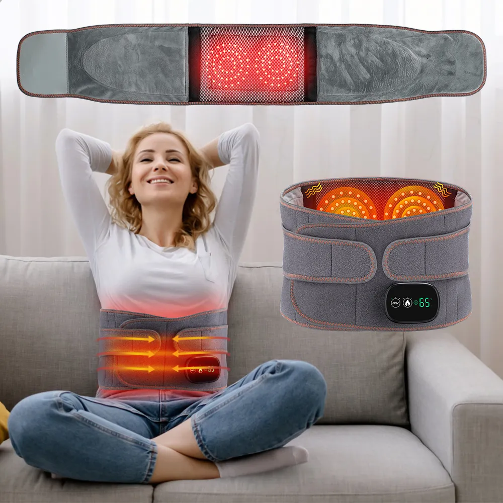 Andra massageföremål Elektriska midjevibration för Back Period Cramp Massager Relieve Pain Belt Red Light Compress Lumbal Spine Support 230825