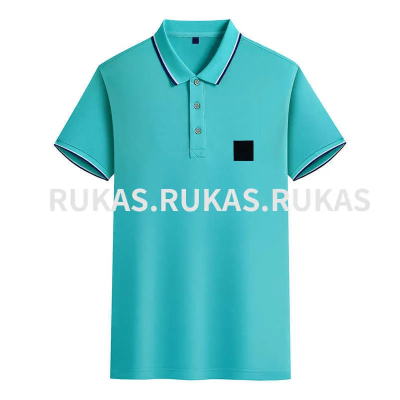 2023 moda nova camisa polo respirável de manga curta lapela masculino pai verão gelo seda topo pedra tendência camiseta