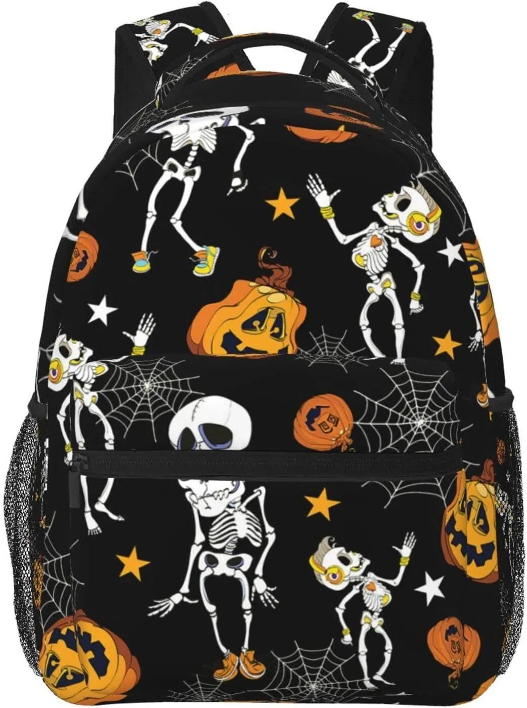 Школьные сумки танцую скелеты на Хэллоуин и тыквы Стильные Стоедные рюкзак для ноутбука карманы компьютерные дневные поездки 230826