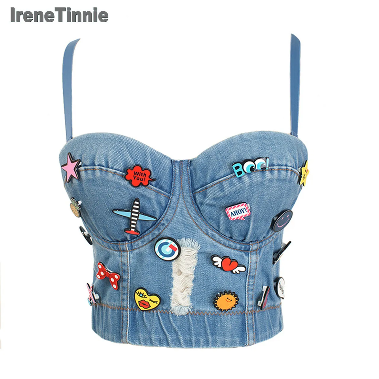 Canottiere da donna Camis Irene Tinnie Sexy Cute Hole Decorazione del fumetto Push Up Bustier Bralette Top corto Vest Plus Size 230825