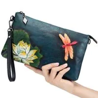 Ethnic style leather handbag women's high-capacity chain single shoulder oblique cross Dinner Bag cheongsam celebrity bag