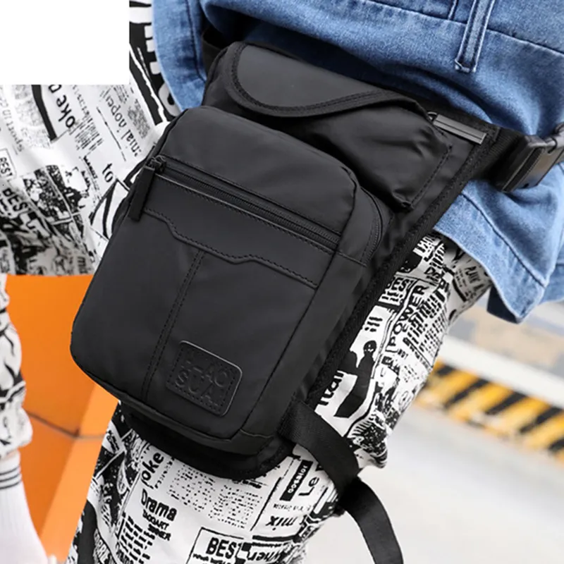 Waist Bags High Quality Nylon Men Drop Leg Bag Fanny Pack Motorcycle Riding Casual Shoulder Cross Body Thigh Male Hip Belt Waist Bags 230825