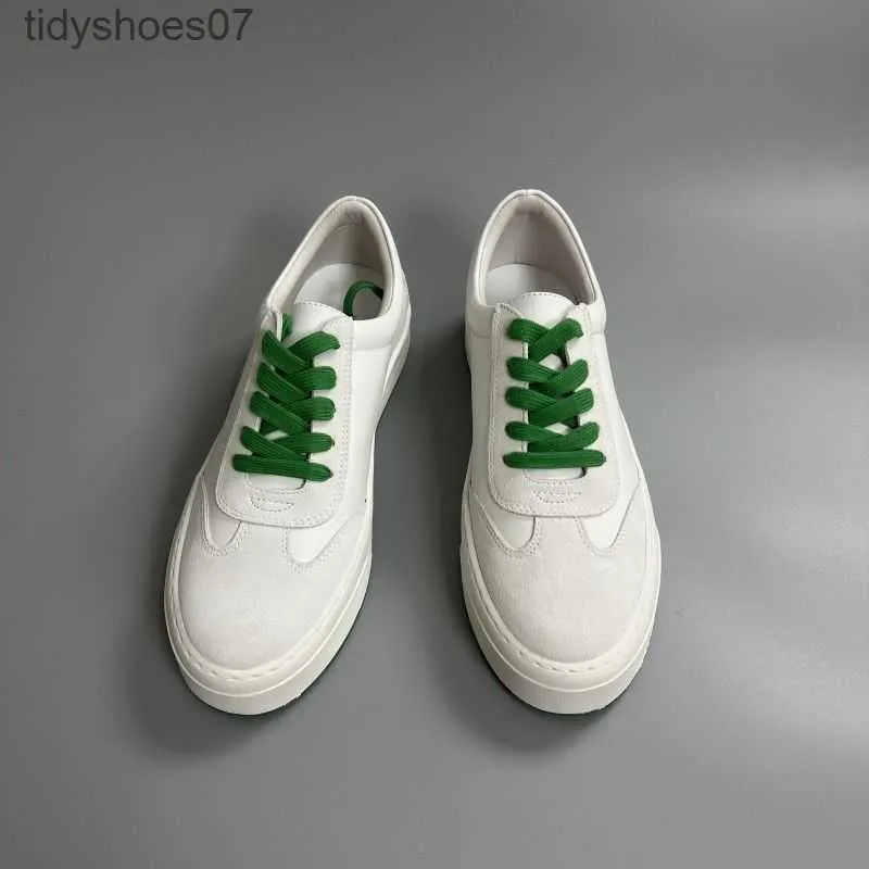 The row Damenschuhe, grüne Sohle, lässige Sportschuhe, zum Schnüren, leichtes Echtleder, dicke Sohle, College-Stil, Einzelschuhe, farblich passende Board-Schuhe