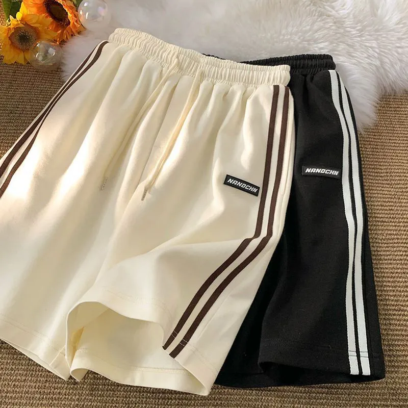 Skirts MEXZT Striped Short Summer Streetwear Loose Wide Leg Shorts Korean Casual Elastic Waist Sports Bf Couple Oversized 230825