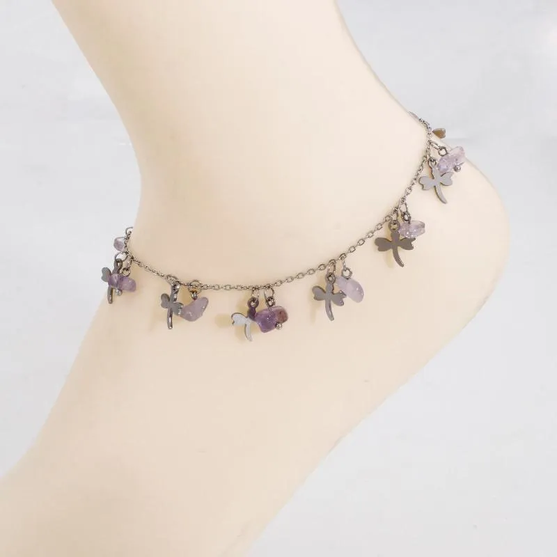 Bracelets de cheville en acier inoxydable, perle papillon étoile, breloque, couleur argent, chaîne de câble, bijoux de pied d'été pour femmes, 22.5cm de Long