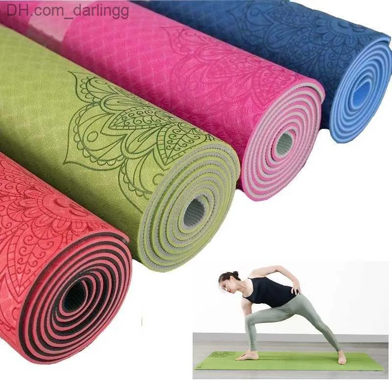 Dature TPE Yogamatte 6 mm Fitnessmatte Fitness Yoga Sportmatte Gymnastikmatten mit Yogatasche Balance Pad Yogamatte 183 * 61 cm * 6 mm Q230826