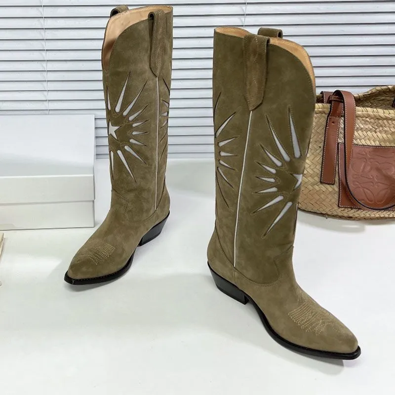 Botas De Vaquero Occidentales Tac n Grueso Wish Star Botas A Media