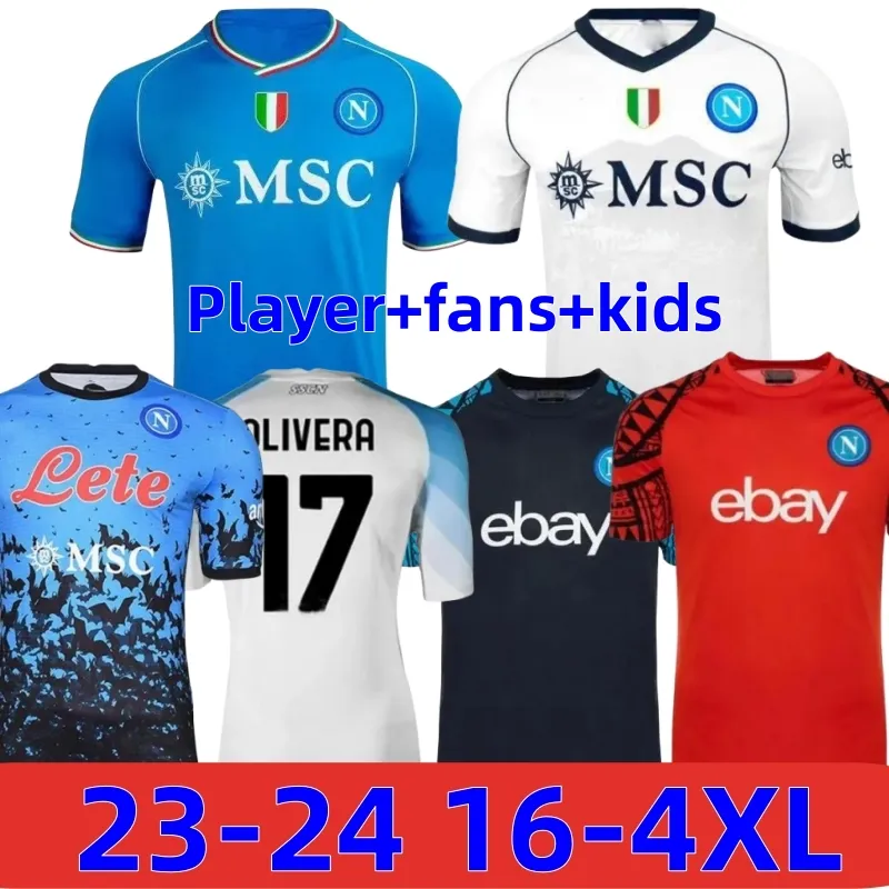 23 24 Maglia Naples Soccer Jerseys ZIELINSKI KVARATSKHELIA KIDS CAMPIONI 2023 NAPOLI D'ITALIA FOOTBALL CHEMISE OSIMHEN LOZANO SSC Napoli Maillots de foot