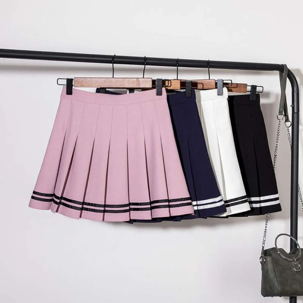 Geplooide rok korte dameskleding preppy stijl elastische taille contrastkleur JK uniform kleine zomer en