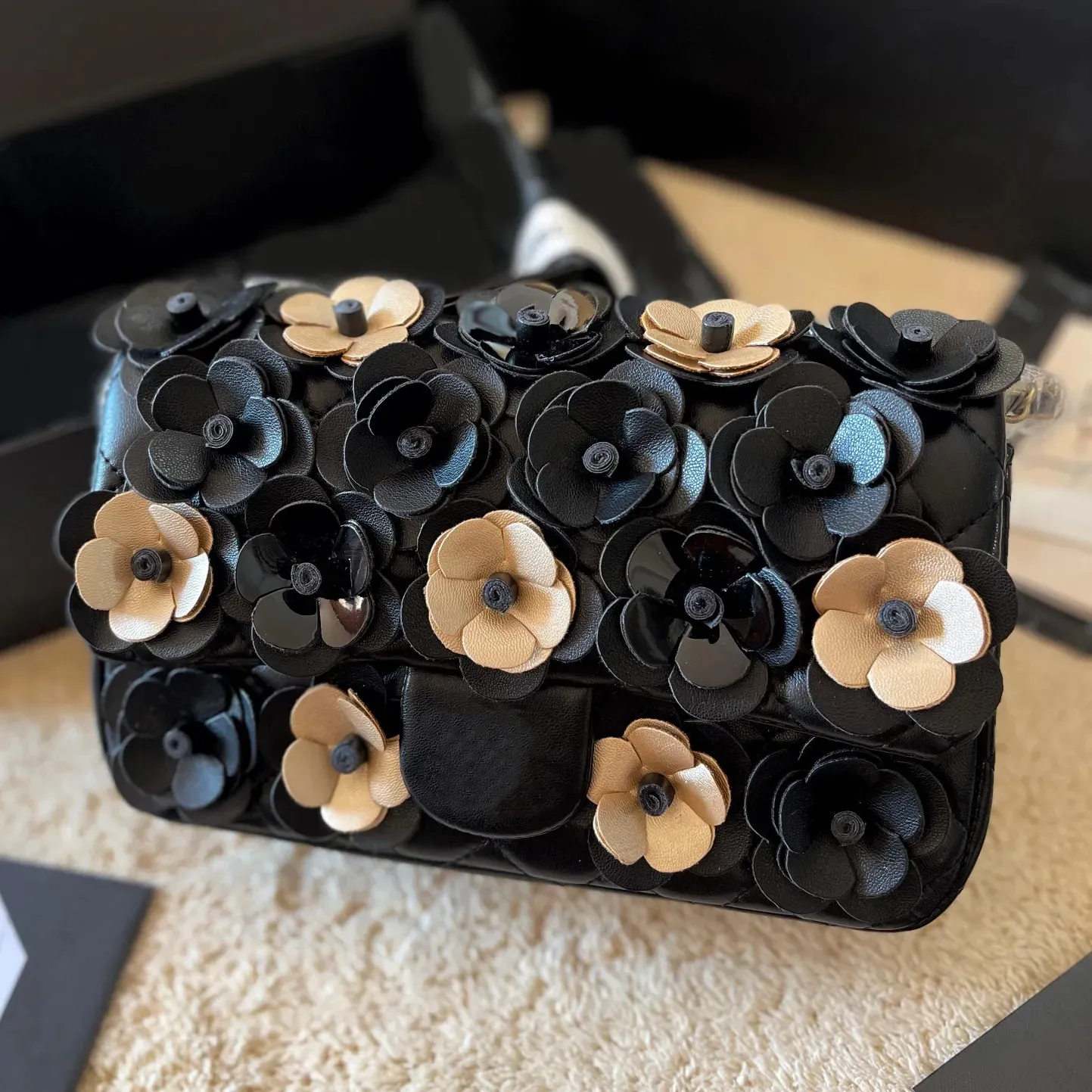 Crossbody Bag 3D Flower Designer Torba CC 19 torebka Torebka łańcuchowa torba na ramię Kobiet czarna torebka skórzana klapa wieczorna Portfel Klasyczna luksusowa koperta