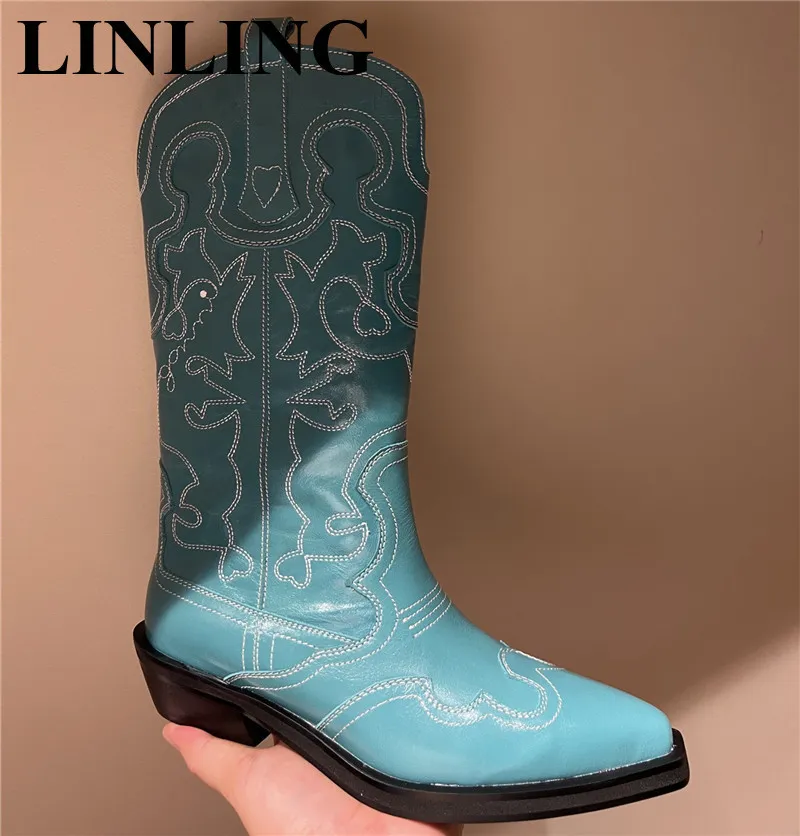 Mid calf top western boots