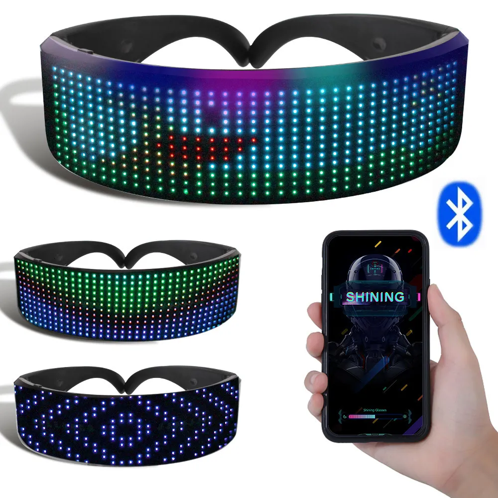 Andere Event Party Supplies Bluetooth LED leuchtende Gläser Prop für Bar Festival Performance DIY glänzende elektronische futuristische Brillen 230826