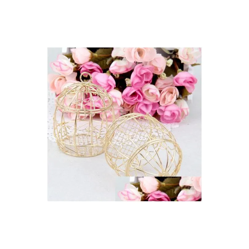 Party Favor Wedding Box European Creative Gold Matel Boxes Romantic smidesjärn Birdcage Candy Drop Delivery Home Garden Festive Su OTR1J