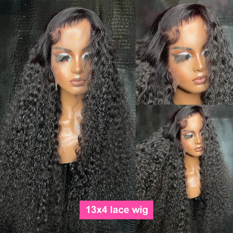 30 Inch Transparent 13x6 Loose Deep Wave Glueless Lace Front Human Hair Wig Remy 360 Water Curly Wavy Lace Frontal Wig for Women