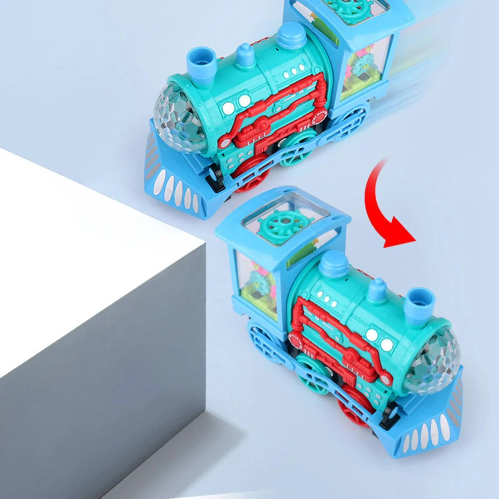 Transparent Electric Train Toy Colorful Lights Musical Toys for Boys Girls