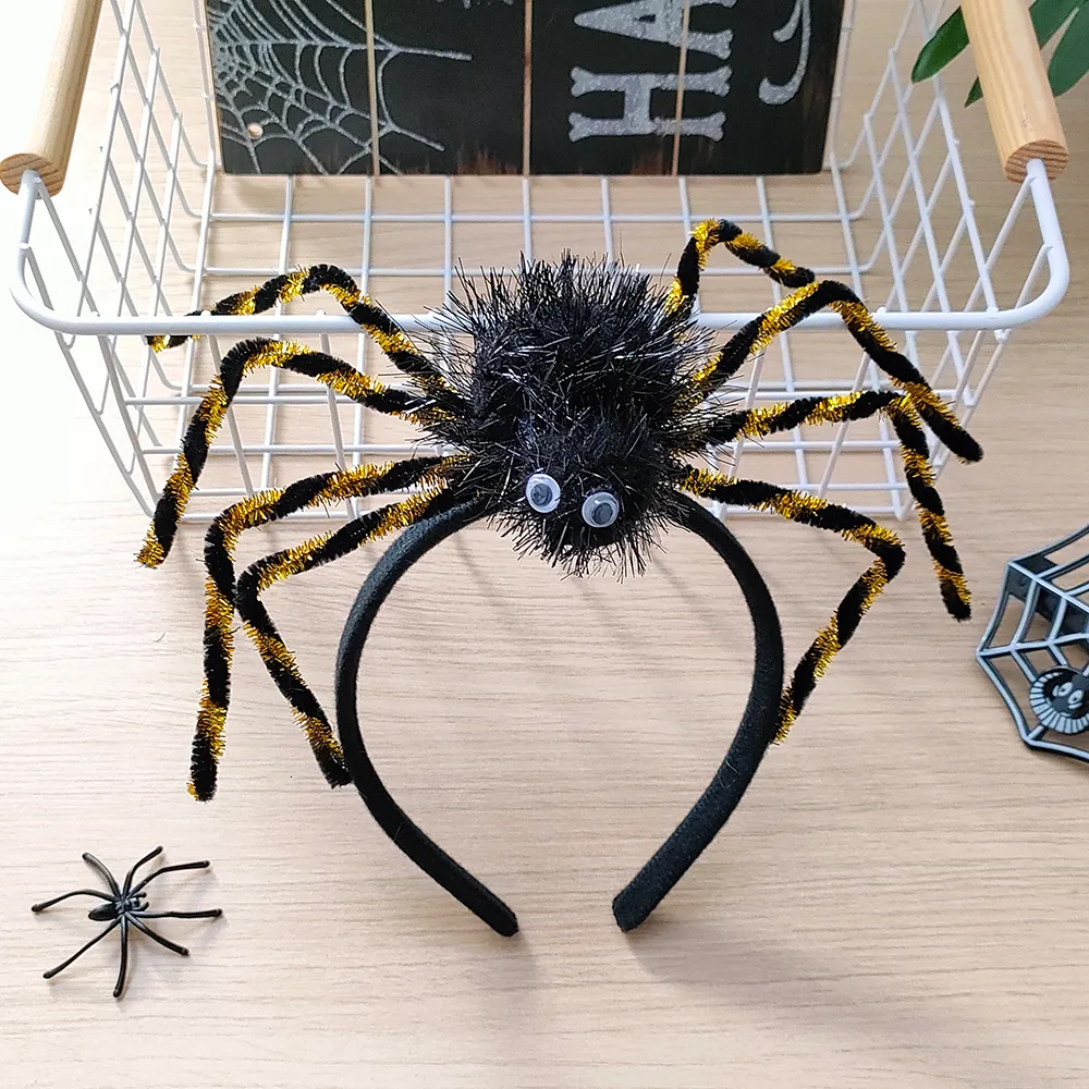 Ryggsäckar Halloween Creative Funny Long Legged Plush Spider Hair Band Headpiece Children's Gift Dress Up Helloween Party Decoration 230825