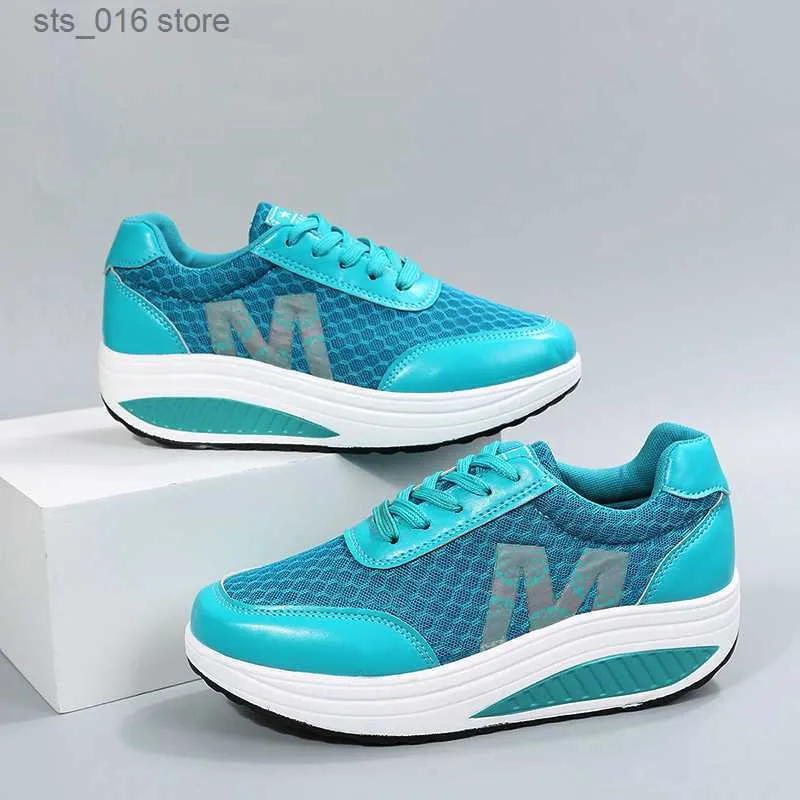 Klänningskor 2022 Casual Women Shoes Platform Flat Shoes Ladies Car Sying Fitness Shoes New Fashion Healthy Wedge Sneakers Storlek 35-43 T230826