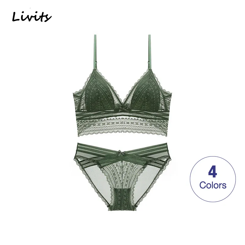 Bras Sets Loriot Lingerie Set для женщин Bra Prandies Padded Беспроводные кружевные кружевные шнурки.