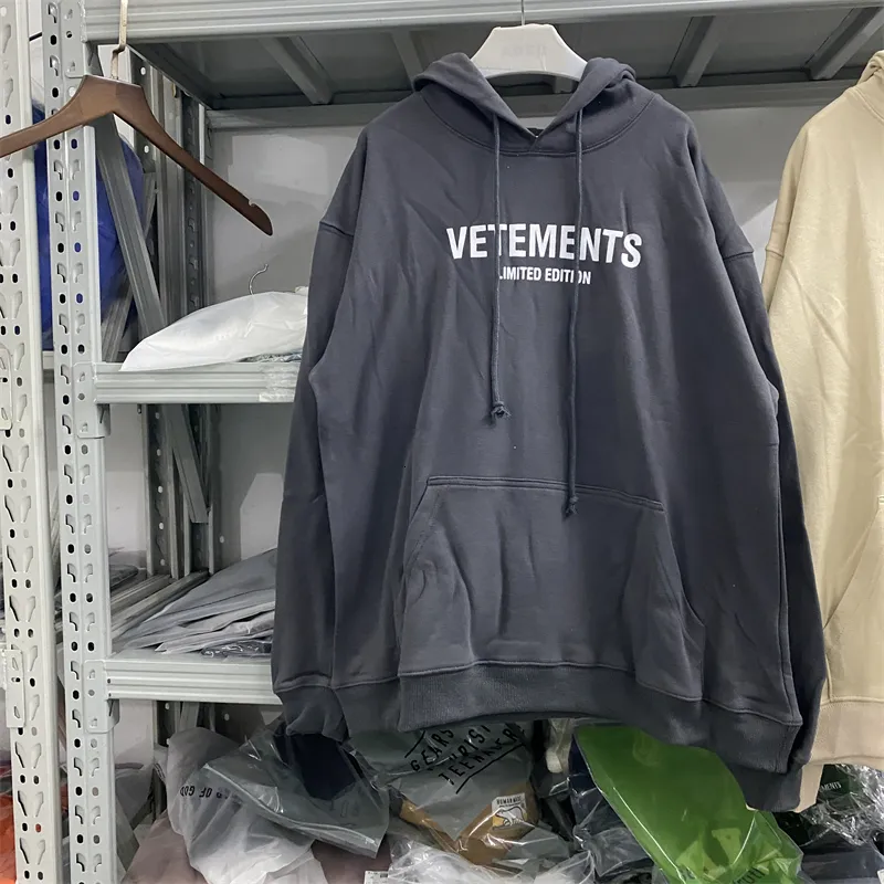 Vetements oversized masculino feminino de alta qualidade edição limitada preto puro algodão com capuz i1