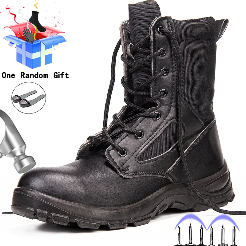 Botas masculinas botas de segurança sapatos de aço toe sapatos de inverno homens punctura-prova sapatos de trabalho de pelúcia quente botas de segurança de trabalho sapatos masculinos 230825