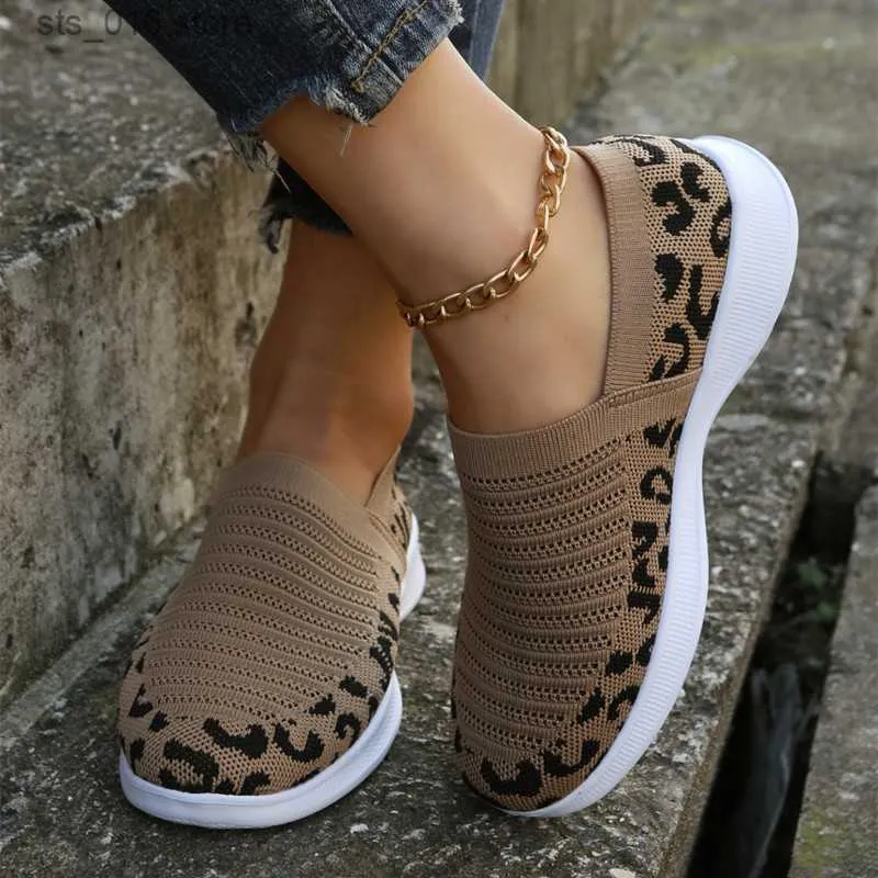 Kleid Schuhe Damen Leopard Tennis Sneakers Sommer Herbst Neue Mesh Atmungsaktive Sportschuhe Damen Walking Laufen Wohnungen Zapatos De Mujer T230826