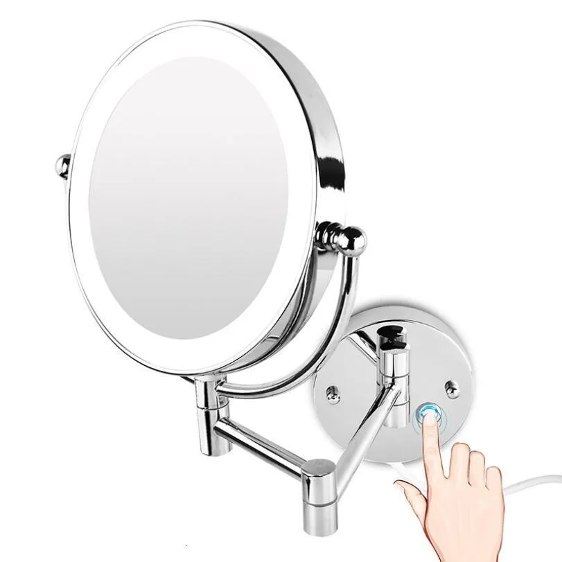 Compact Mirrors Retail 8.5" LED Double Sided Swivel Wall Mount Vanity mirror-3x 5x 10x Magnification Touch Button Adjustable Light 230826