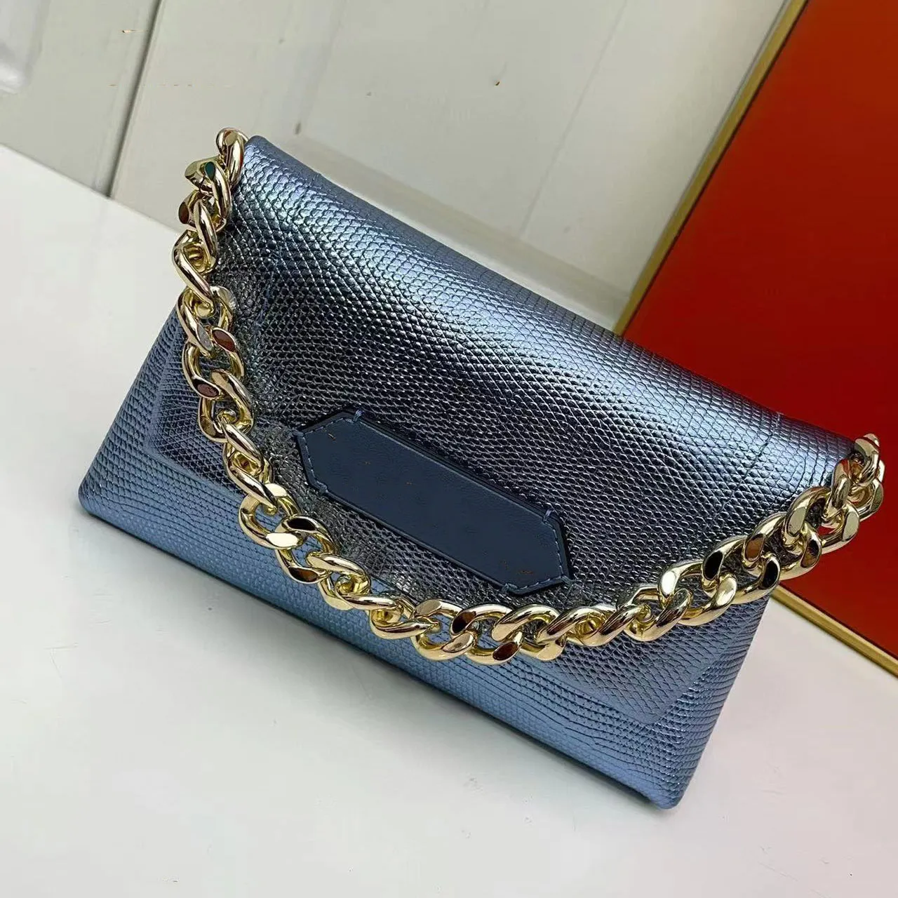 Nouveau Style Top Serpentine Sac Fourre-Tout Tf Sacs À Main Flap Chaîne En Or Designer Sac À Main Femmes Corss-Bady Sacs Mode Luxe Crocodile Dames Sac À Bandoulière Large Chaîne 20 Cm