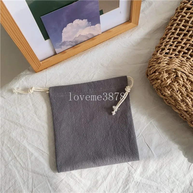 Solid Cotton Drawstring Storage Bags Coin Bags Purse ID Bus Business Working Card Credit Card Holder Lipstick Keys Storage Bags