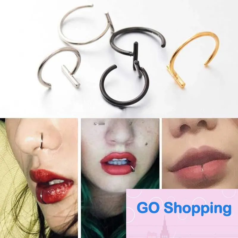 Aço inoxidável falso piering nariz anel brincos moda punk não piercing nariz  clip feminino masculino perfuração septo corpo jóias - AliExpress