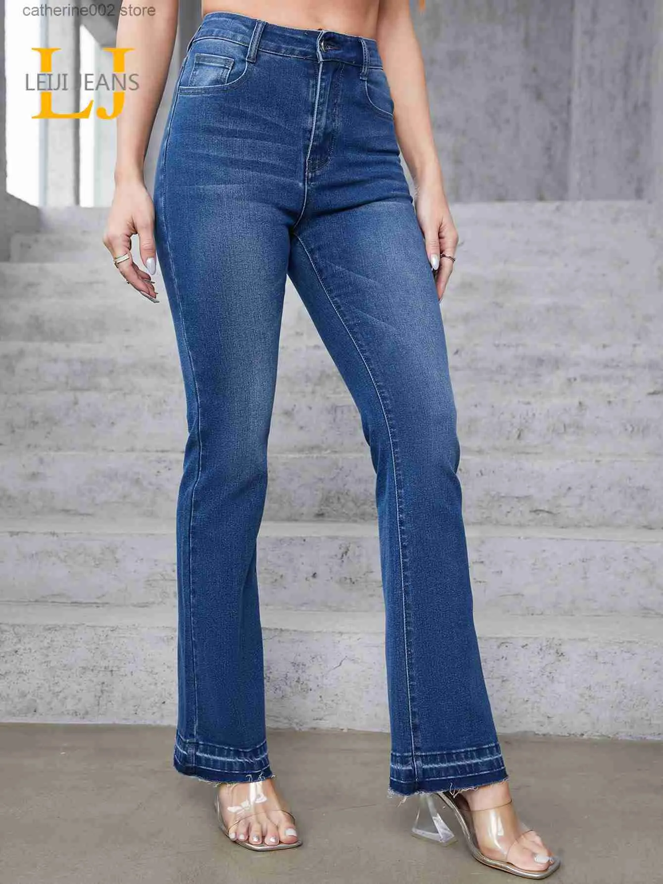 Women's Jeans Plus Size Women's Stretchy Jeans Flared Women Jeans High Waist Lady Full Length Tall 175cms Bootcut Jeans 7XL Size Pants 2023 T230826