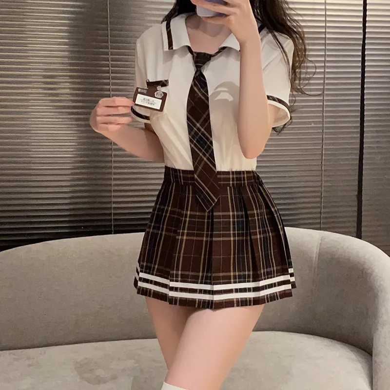 Sexy Pyjamas Lingerie School Student Uniform Role Play Costume Women Cute  Mini Pleated Skirt Blouse Set Porn College Girl Cosplay Anime 230825 From  11,75 â‚¬ | DHgate