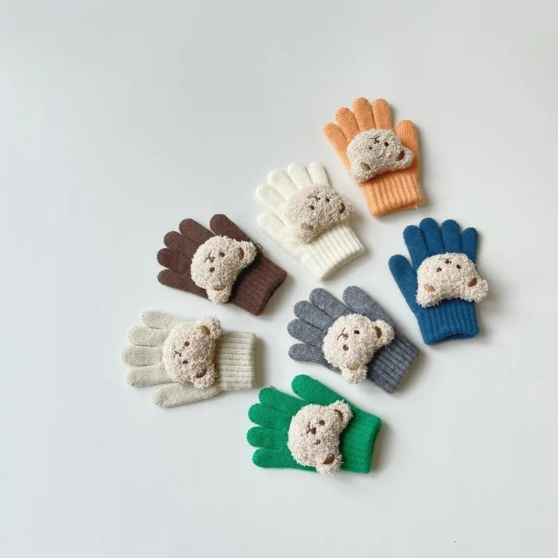 Mitaines pour enfants 2 6 ans enfants hiver gants chauds bébé filles  garçons enfant en bas âge épaissir ours mignon tricoté polaire gant enfant  doux