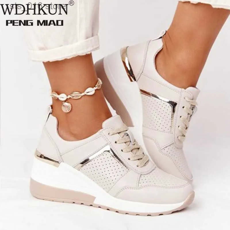 Lace-up-Frauen Kleid neue Wedge Sports Frauen vulkanisierte Freizeitplattform Ladies Sneakers Comfy Females Schuhe T230826 4513 's