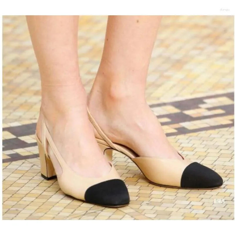 Sandalias Verano Tacones altos Zapatos Mujer Básico 2023 Dos colores Empalme Clásico Zapato de trabajo Moda Mujeres