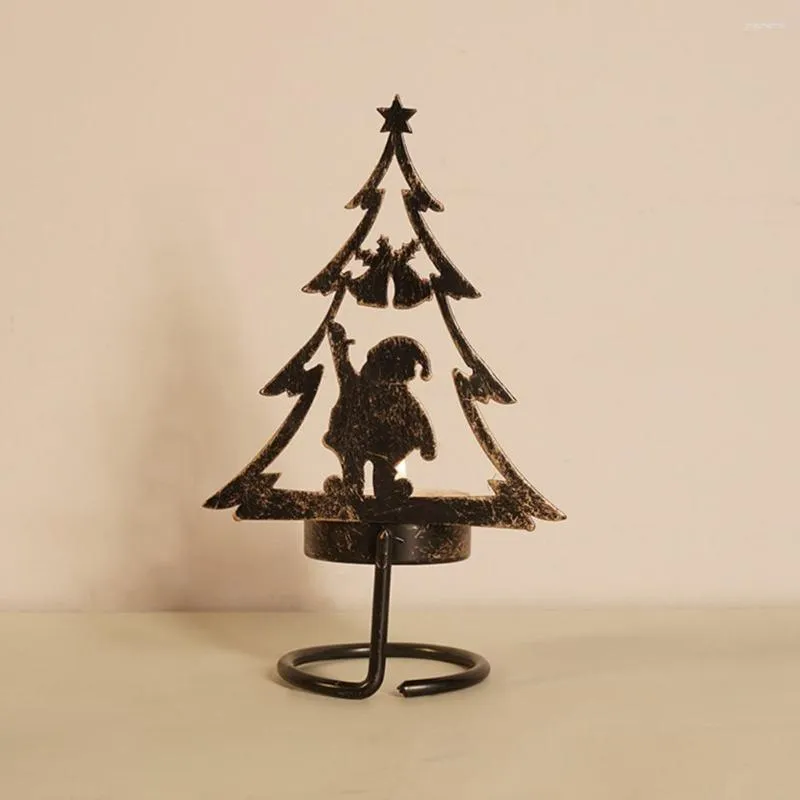 Candle Holders Decorative Candlestick Stunning Christmas Tree Elegant Iron Art Desktop Decorations With Stable Base