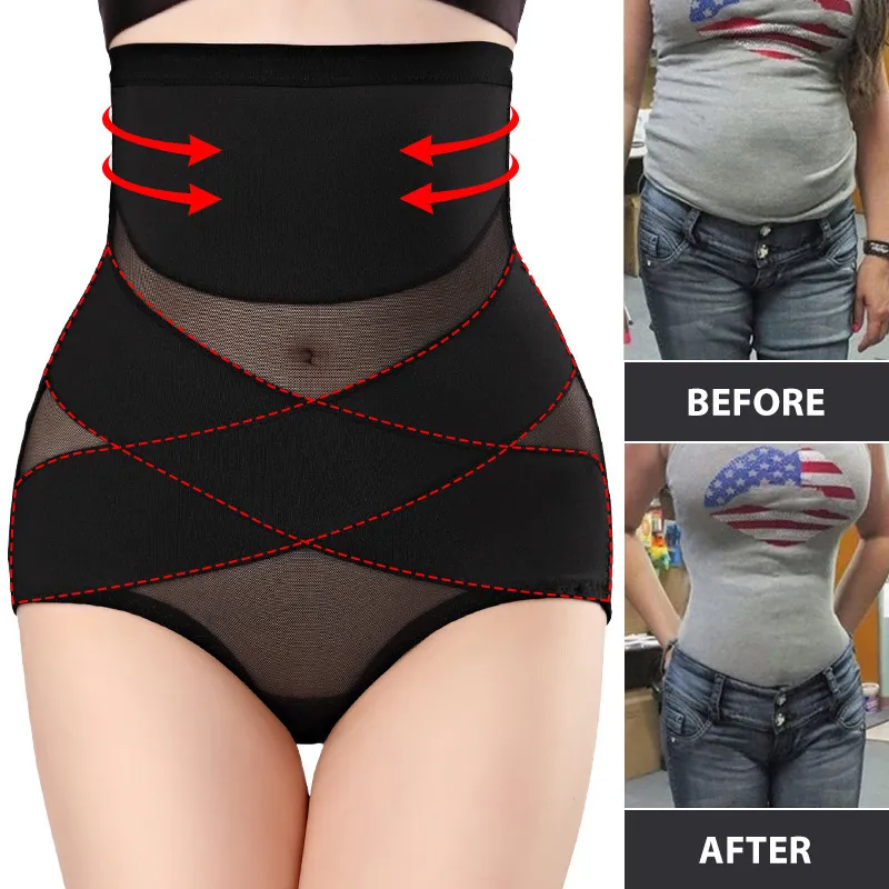 Sexy Cross Lace High Waist Tummy Tucker With Belly Control Trainer