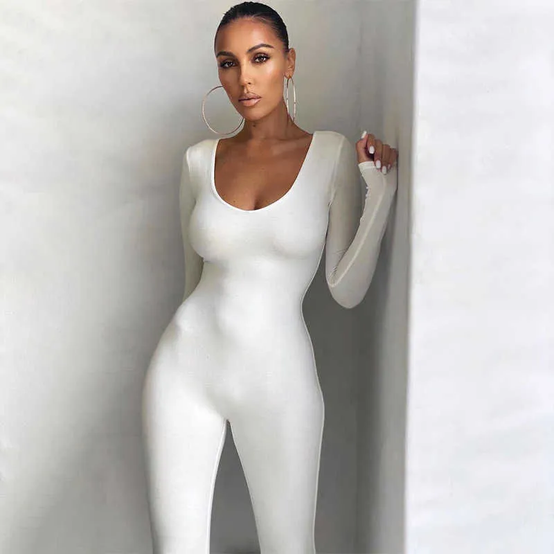 Women's Jumpsuits Rompers hirigin Fall Winter Long Sleeve Jumpsuit Women V Neck Bodycon Rompers Womens Jumpsuit Black Casual Fitness Streetwear Overalls T230825